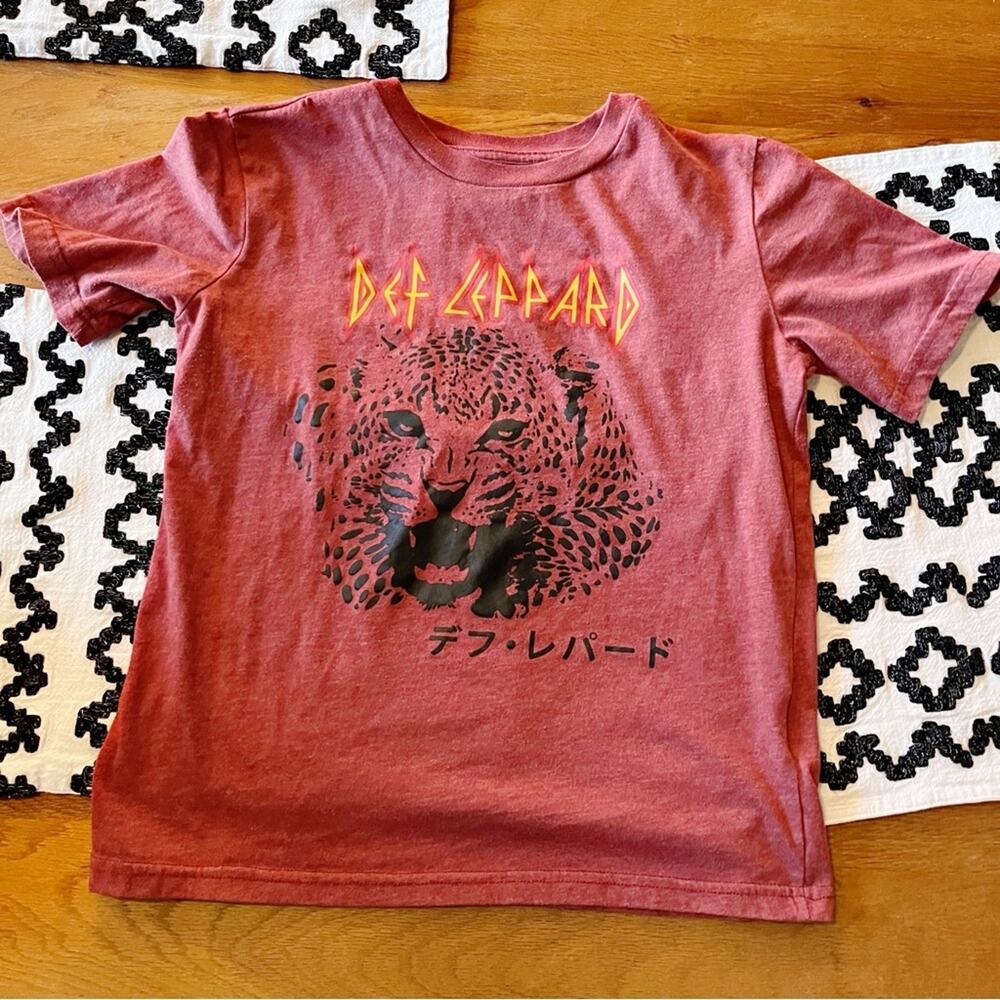 Def Leppard cheetah band tee Graphic Tee Shirt kids girls size large L 14/16
